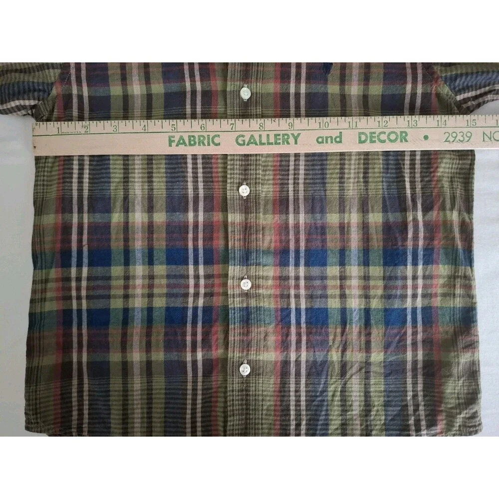 Vtg Ralph Lauren Madras Plaid Button Down Shirt Boys LS Fall Preppy EUC